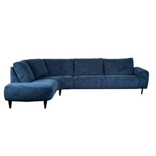 Open end sofa | Hals højrevendt sofa  m. indigo  stof
