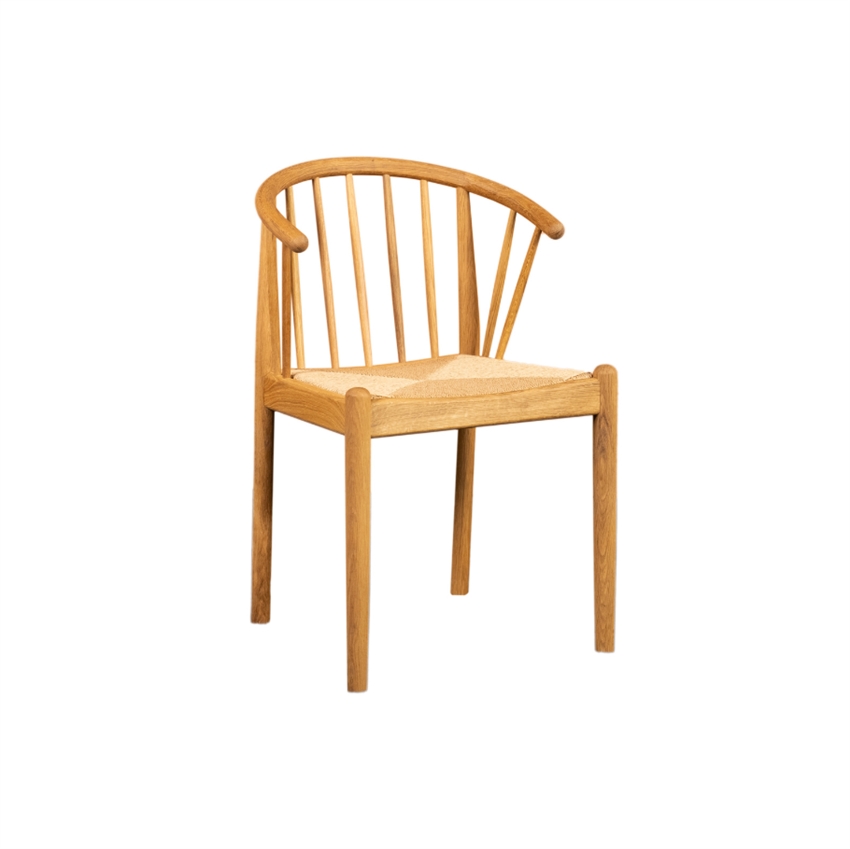 HASLEV 6 stk. Lindeberg Spisebordsstol | Egetræ m. flettet sæde