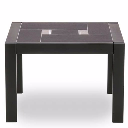 MAJA Hjørnebord med kakler | 75 x 69 cm | Sortmalet med mørke fliser